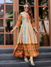 Cream Colour Rayon Print Gown Collection Suppliers In India Aaradhna 2032